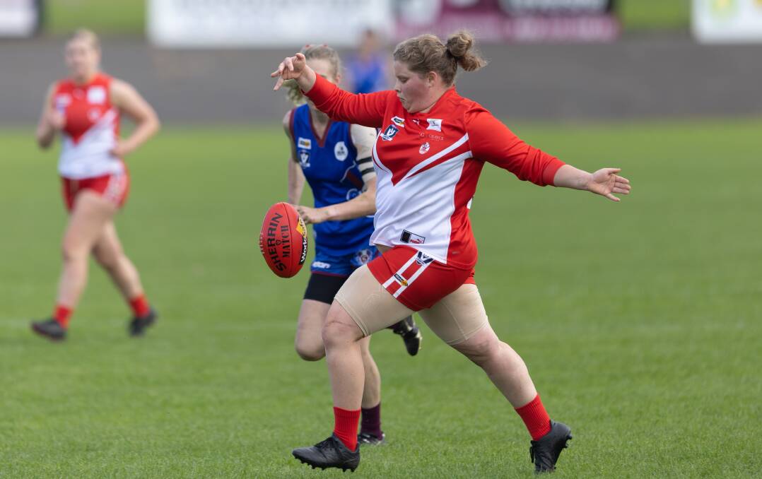 South Warrnambool's Shannon Johnson, pictured in 2023, kicked five goals in the Roosters' semi-final win on Sunday. Picture by Eddie Guerrero