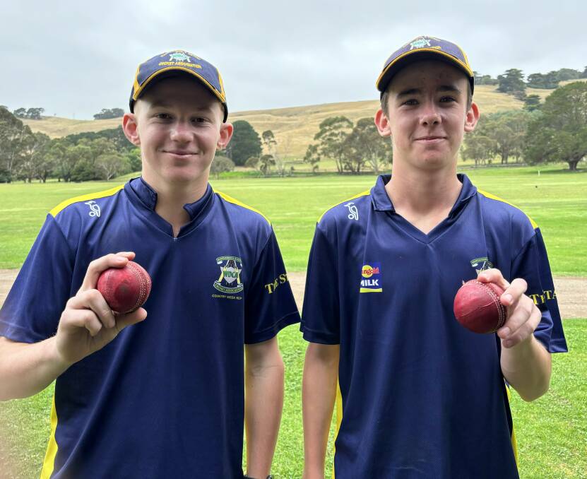 Oscar Ritchie and Brock Gannon took 10 wickets between them in Warrnambool Blue's opening under 17 country week game on Monday. Picture supplied