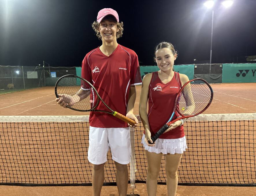 Isaac Brian and Adele McNamara will head to America in September to play tennis at the John Newcombe Tennis Ranch. Picture by Matt Hughes