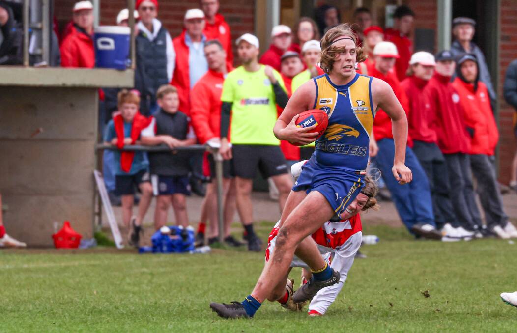 Jett Bermingham had 30 touches and two goals for North Warrnambool Eagles in a win against South Warrnambool. Picture by Eddie Guerrero