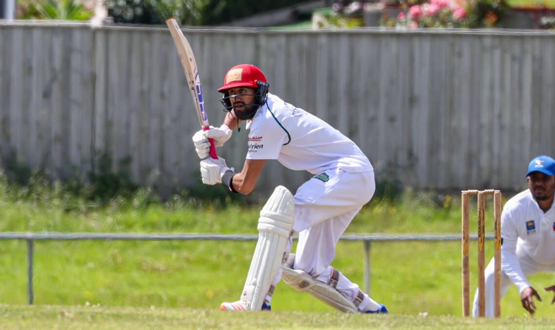 Rommel Shahzad on his way to 67 for Allansford-Panmure. Picture by Eddie Guerrero