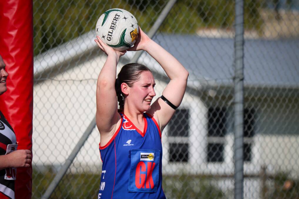 Terang Mortlake's May Suhan looks for a teammate against Koroit in May. Picture by Justine McCullagh-Beasy