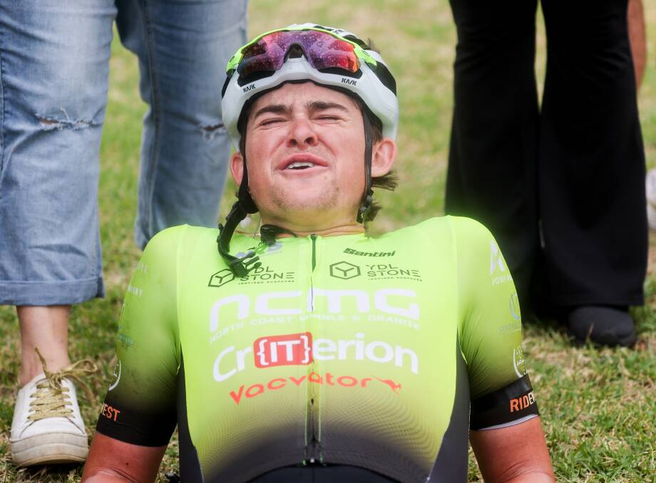 Bailey McDonald after finishing on the podium in a gruelling Melbourne to Warrnambool Cycling classic. Picture by Anthony Brady