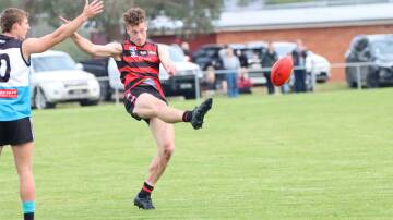Josh Rentsch launches the ball downfield for Penshurst earlier this year. Picture by Tracey Kruger