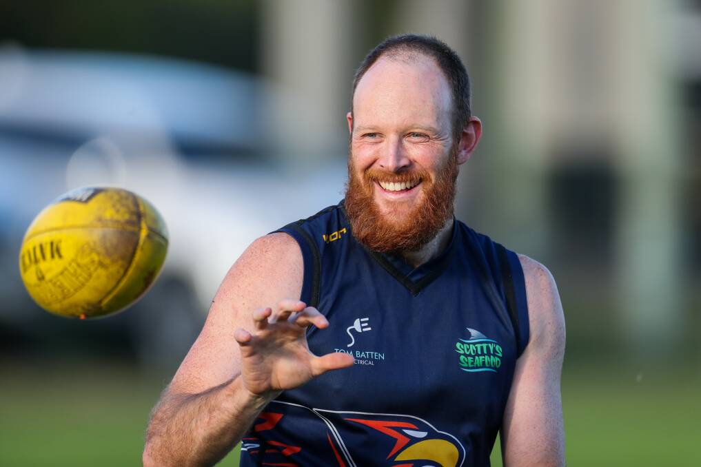 Jordan Dillon, pictured training in 2019, has returned to North Warrnambool Eagles. File picture
