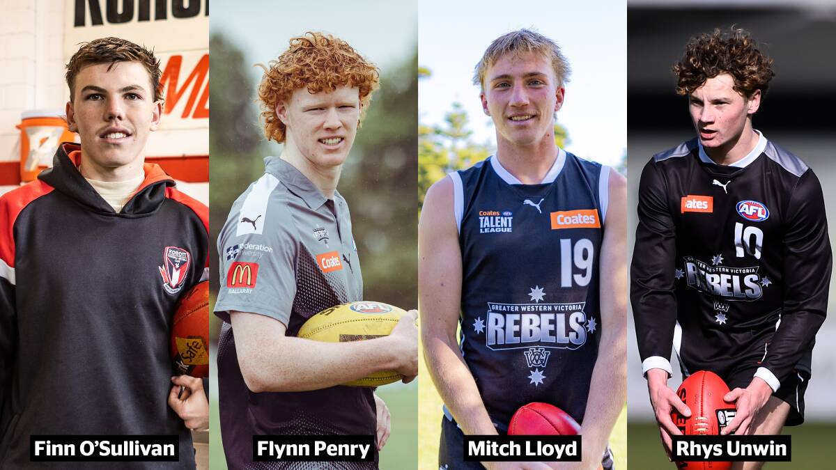 Hampden league players Finn O'Sullivan, Flynn Penry, Mitch Lloyd and Rhys Unwin have been selected in the Vic Country under 18 side. Pictures by Anthony Brady, Adam Trafford and file