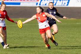 South Warrnambool Vice-captain Maisey Waayers reaches for the football during a game against Warrnambool this year. Picture by Anthony Brady