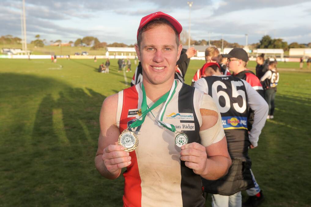 Liam Hoy after receiving a best-on-ground medal for his performance in the 2018 decider. File picture
