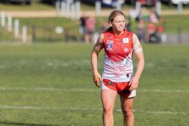 South Warrnambool's Jane McMeel, pictured in last year's decider, is hoping to win another flag with the Roosters on Sunday. Picture by Anthony Brady