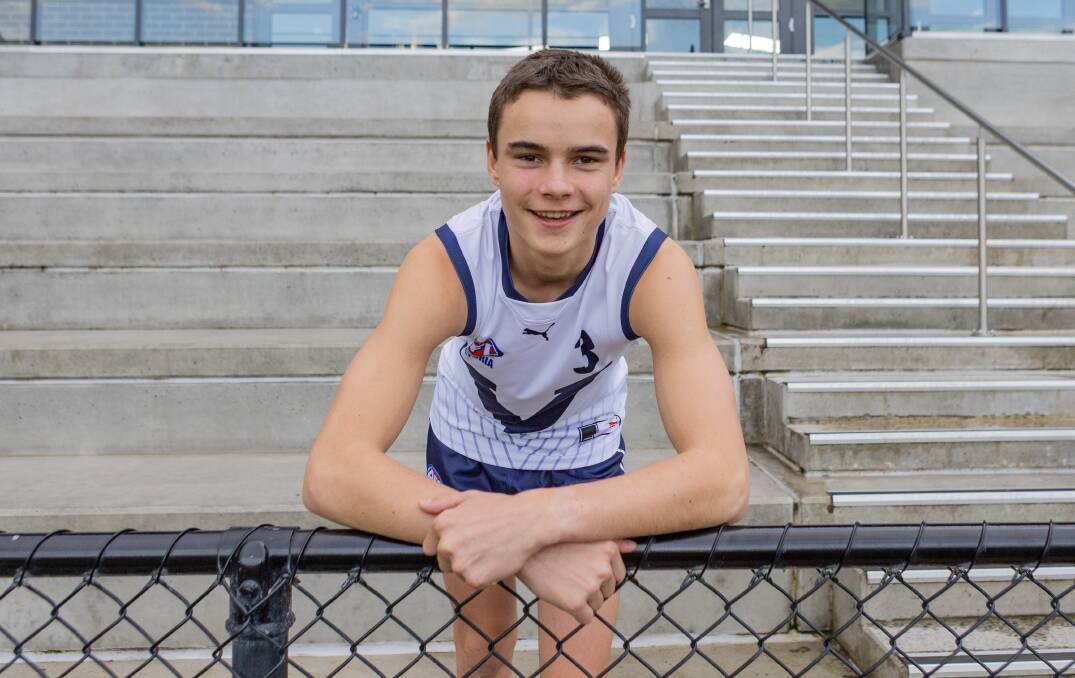 Warrnambool's Sam Niklaus after he was picked for Vic Country's under 16 team this year. Picture by Anthony Brady