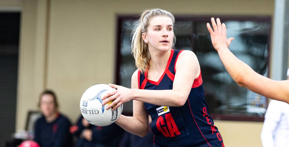 Laura Rosolin, pictured earlier in the year, impressed for Timboon Demons in their win against Kolora-Noorat. Picture by Anthony Brady