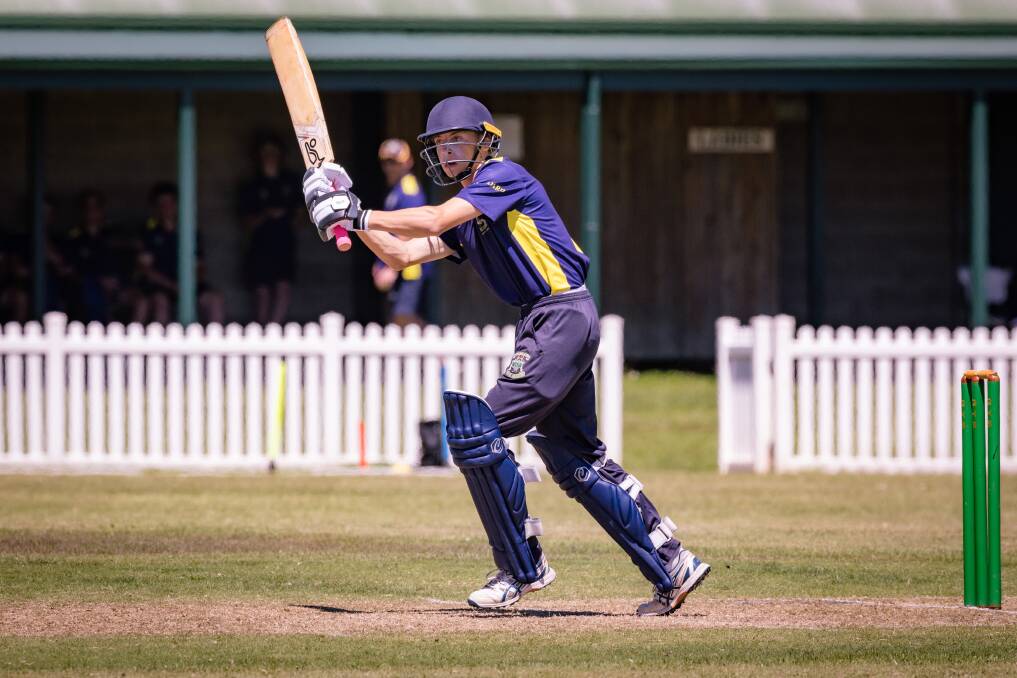 Riley Kelly batting for Warrnambool Blue at the Warrnambool under 17 country week in January, 2024. File picture