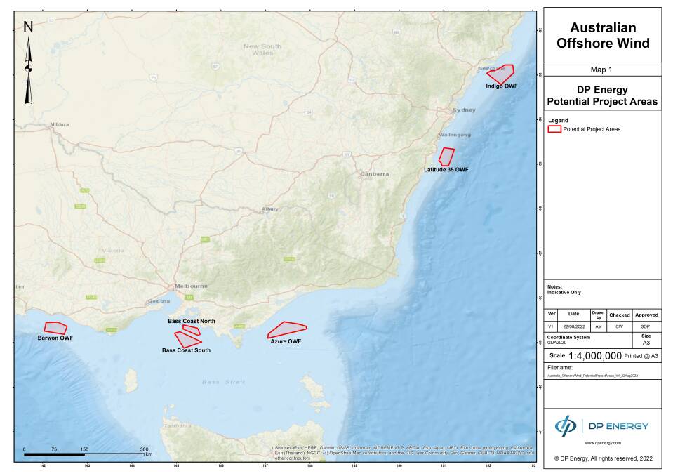 Ireland company DP Energy Group has ambitions to setup an offshore wind farm in five locations across Victoria including an area off the coast of Warrnambool.