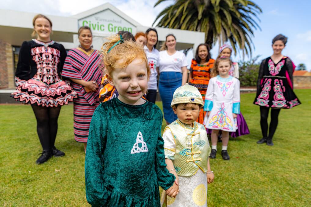 Kathleen Moore, 3, and Charlie Huang, 1, will proudly showcase their cultures at the Warrnambool Multicultural Festival this weekend. Picture by Eddie Guerrero
