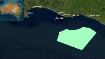 A map showing the declared area of the Southern Ocean Offshore Wind Zone. Picture supplied.