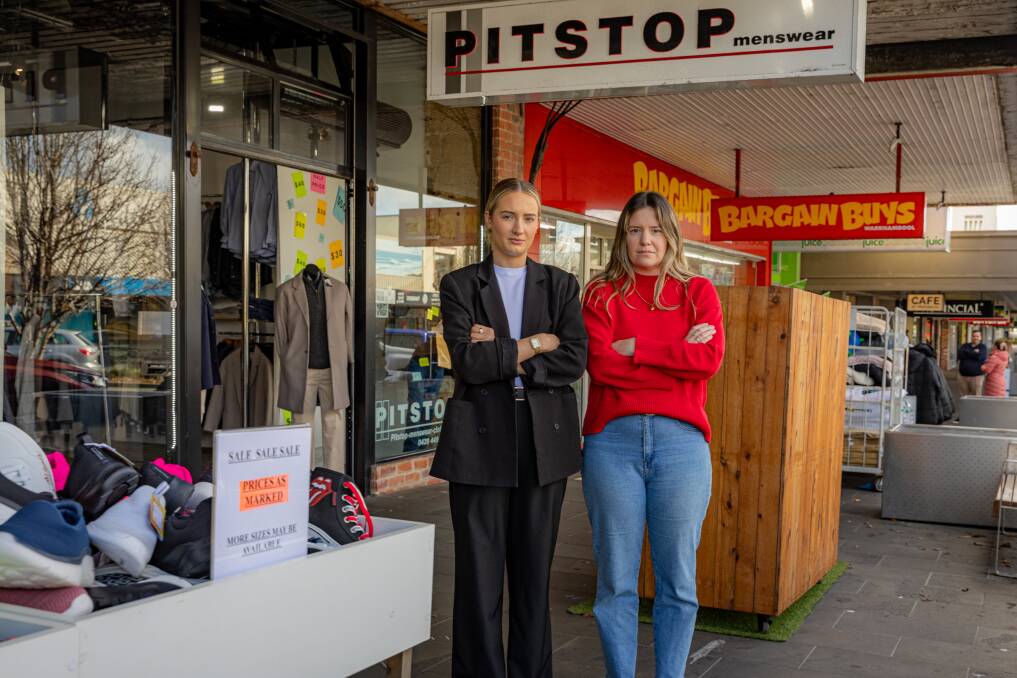 Pitstop Menswear employees Taylah Willsher and Marly Steere are fed up with the level of theft at their Liebig Street store. Picture by Eddie Guerrero.
