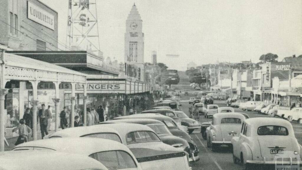 A packed Liebig Street in the early 1960s with the Coles sign in the middle of the picture. File picture