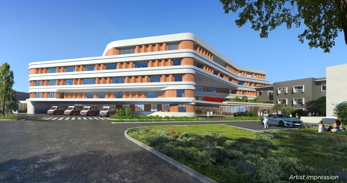 The Victorian government is holding information sessions to give the public the opportunity to have their say on Warrnambool Base Hospital's redevelopment. This is an artist impression of the new-look hospital.
