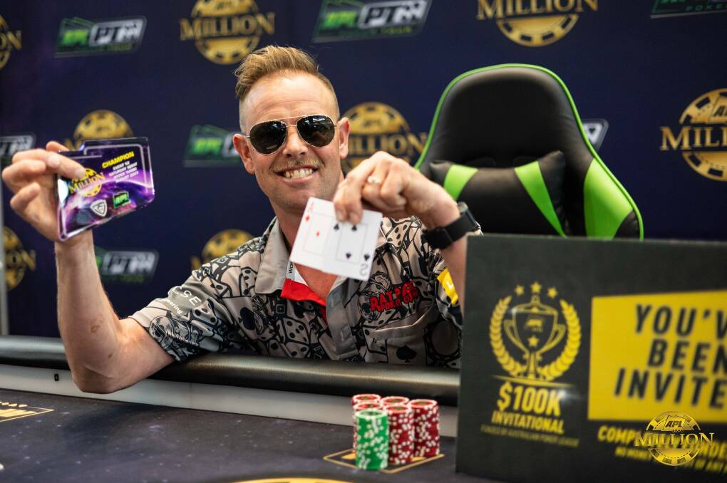 Illowa farmer Luke Ryan at a poker table in the Gold Coast. He progressed to competing against the country's top players for a slice of $100,000 at a tournament in early 2023. Picture supplied by the Australian Poker League