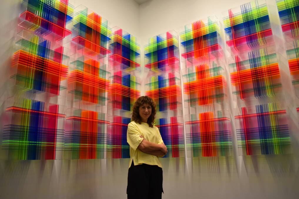 Lisa Gorman in front of one of her works at the Warrnambool Art Gallery. Picture by Aaron Smith