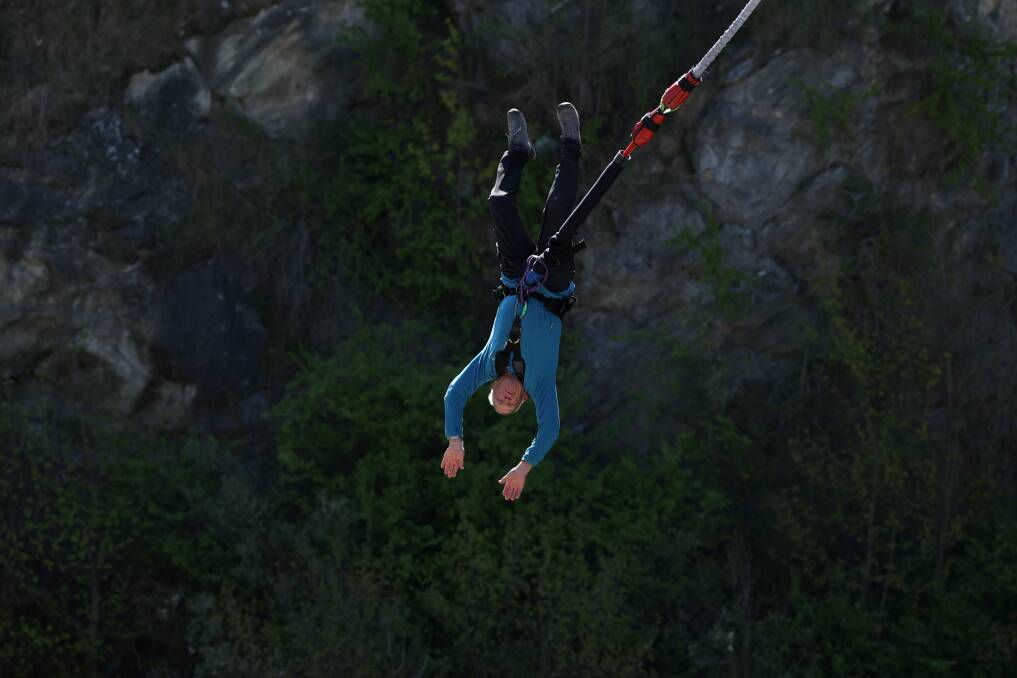 Warrnambool's Ken Redford bungy jumping in Queenstown, New Zealand. Picture supplied