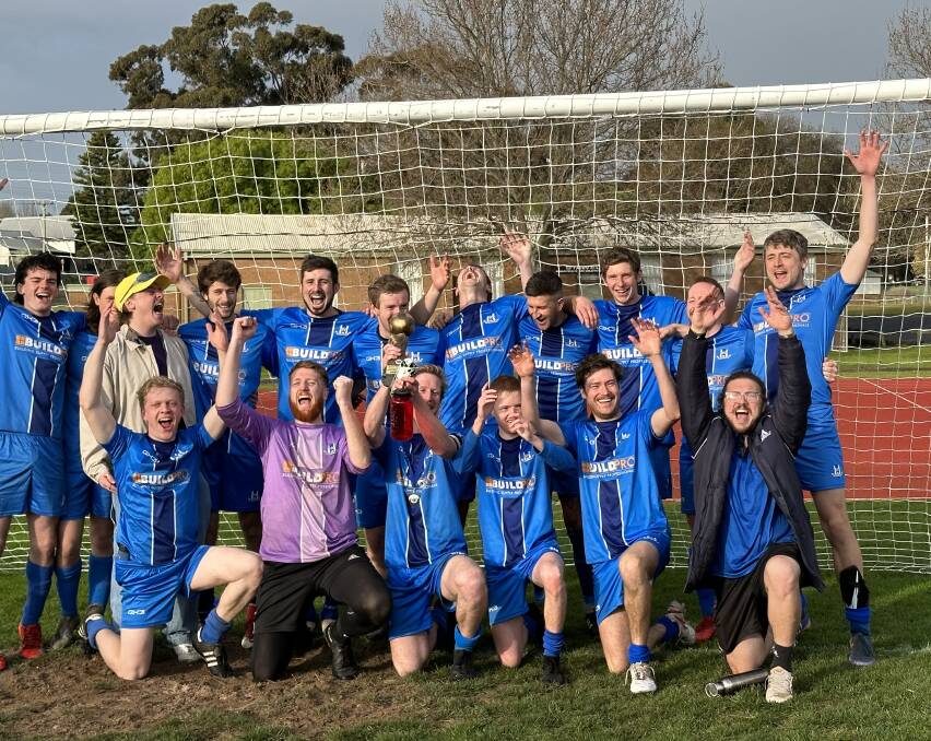 Warrnambool Rangers' division one men's team celebrate their championship win. Picture supplied