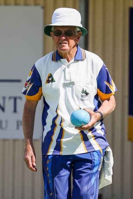 Russell Anderson, a four-time pennant premiership player for Warrnambool, in action on the bowls green in 2018. File picture