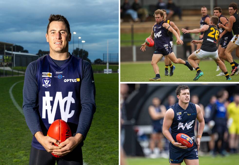 Warrnambool captain Sam Cowling, Maskell medalist Jye Turland and first-year interstate recruit Nick Hooker are among a large group of Blues to recommit to the club. Pictures by Eddie Guerrero, Sean McKenna, file