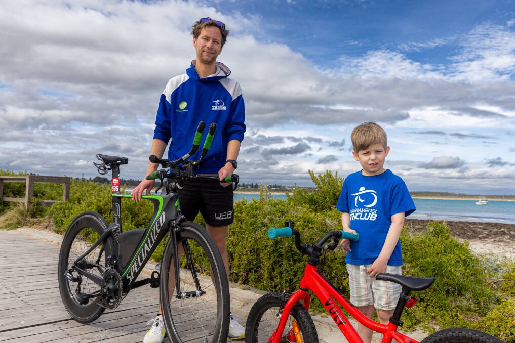 Joel and Jack Wallace are excited to take part in Warrnambool Tri Club's Killarney Triathlon on Sunday. Picture by Eddie Guerrero