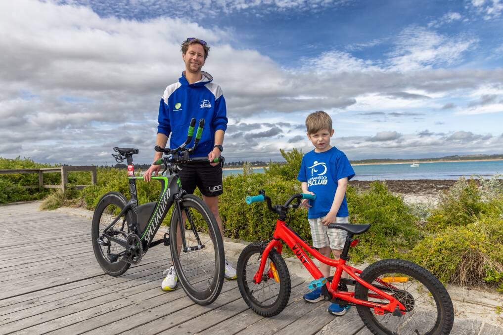 Joel and Jack Wallace are looking ahead to a second season of Warrnambool Tri Club events. Picture by Eddie Guerrero