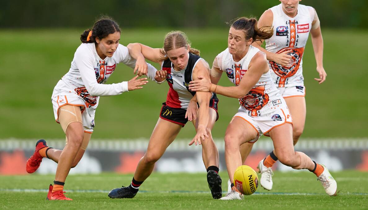 St Kilda's Renee Saulitis, pictured playing an AFL Women's game in 2022, is working to make a successful return from injury during the 2023 season. Picture by Getty Images