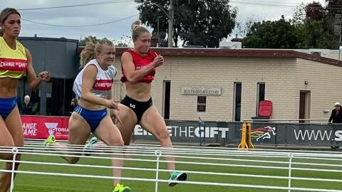 Chloe Mannix-Power (right) was a win away from a Stawell Gift final berth in 2023. Picture supplied