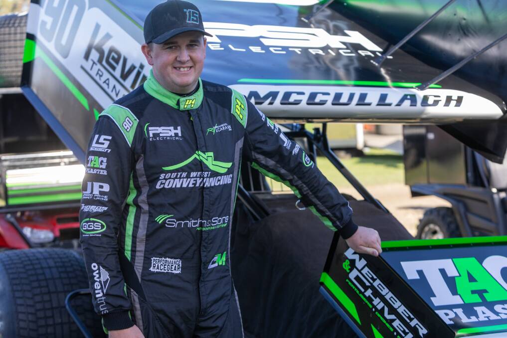 Warrnambool sprintcar driver Corey McCullagh made his first appearance for his new team at Premier Speedway on Saturday, December 16. Picture by Eddie Guerrero