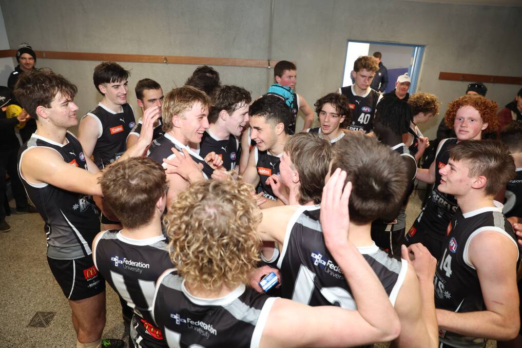 GWV Rebels celebrate a dominant win against Geelong Falcons at Reid Oval on Sunday. Picture by Eddie Guerrero