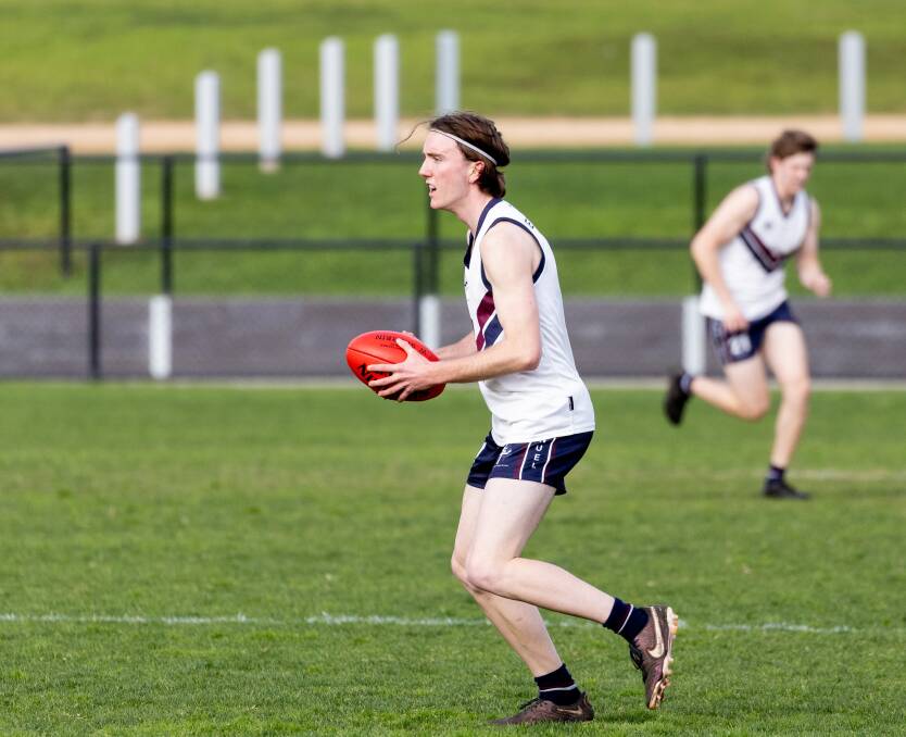 Segdae Lucardie, pictured in last week's semi final, was among Emmanuel College's best in Wednesday's grand final loss. Picture by Anthony Brady