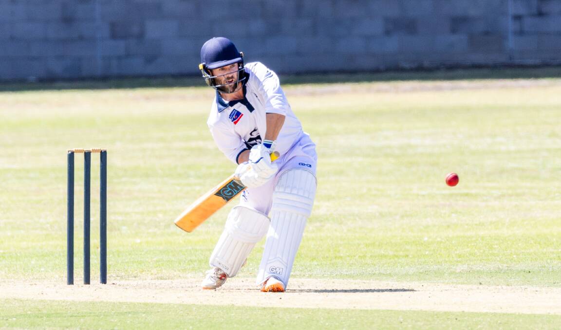 Port Fairy's Alastair Templeton on his way to a century. Picture by Eddie Guerrero