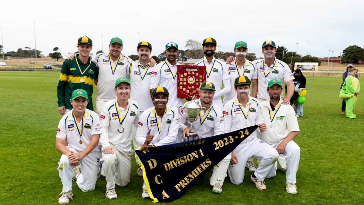 Allansford-Panmure celebrates its WDCA division one premiership on Sunday. Pictures by Anthony Brady