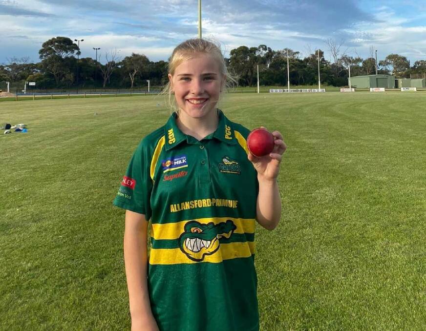 Lily Shand after taking a hat-trick for Allansford-Panmure. Picture supplied