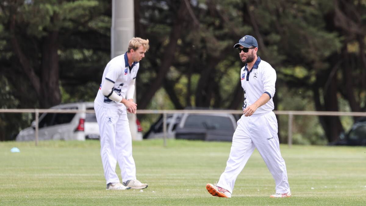 Port Fairy captain-coach Alastair Templeton (right), pictured in the field on Saturday, has invaluable experience playing two-day cricket. Picture by Anthony Brady