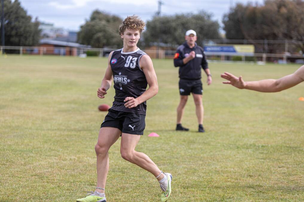 GWV Rebels forward Rhys Unwin during a training session at Davidson Oval in Warrnambool in pre-season. Picture by Eddie Guerrero