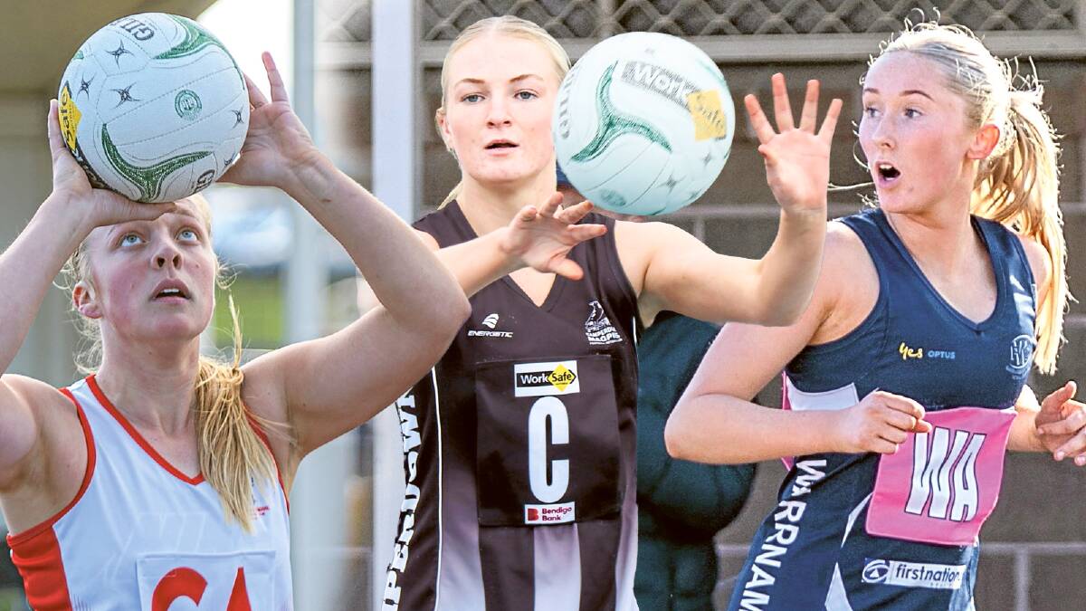 South Warrnambool's Emma Buwalda, Camperdown's Indi Cameron and Warrnambool's Isabella Baker are key players. Pictures by Eddie Guerrero and Justine McCullagh-Beasy