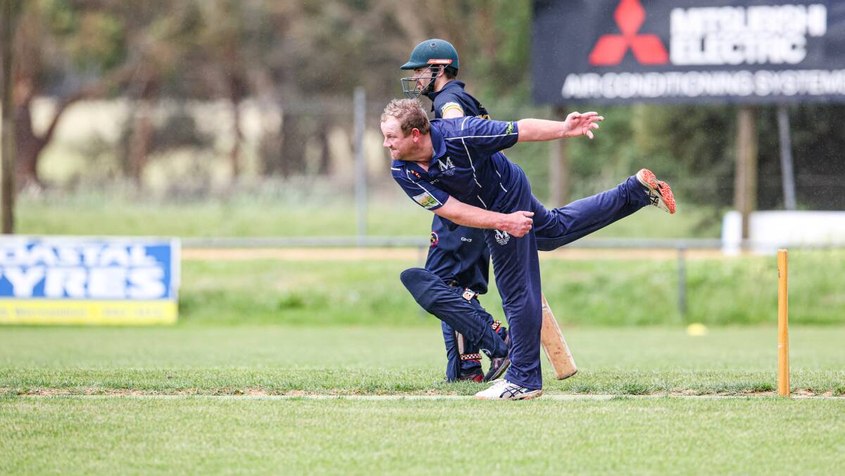 Todd Robertson sends one down for Mortlake against North Warrnambool Eels. Picture by Sean McKenna