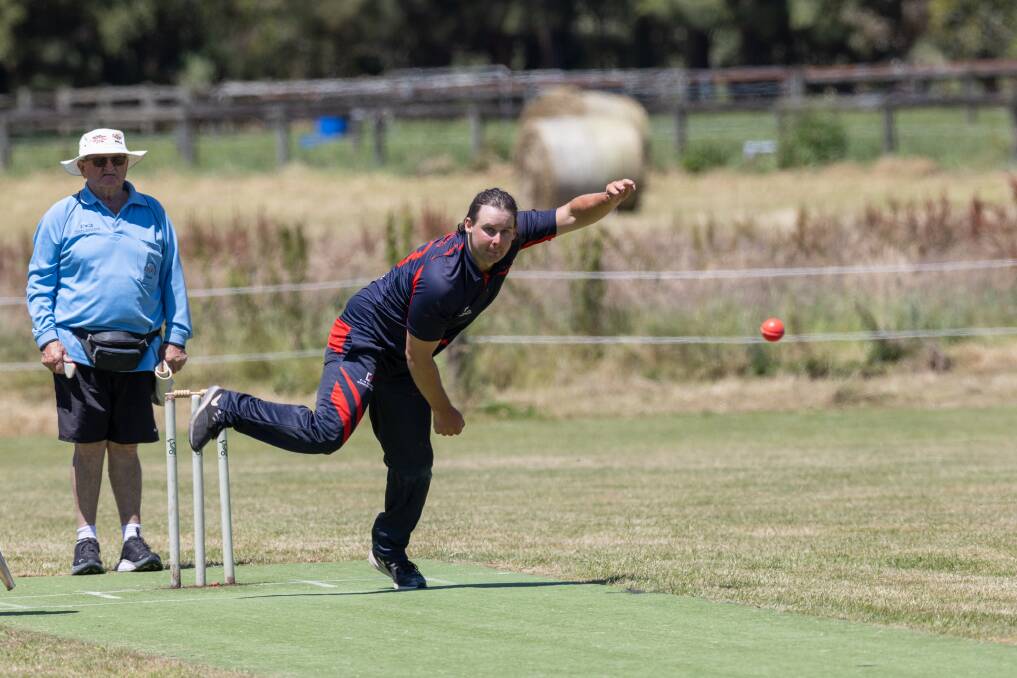 Paul Vogels bowling for Heytesbury Rebels. He will represent South West at the Melbourne Country Week carnival. Picture by Sean McKenna