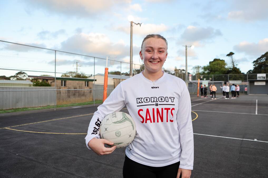Talented Koroit teenager Molly McLaren, pictured at the club's netball courts will play in the 17 and under decider.