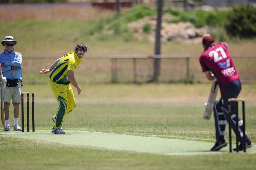 Nick Frith, pictured bowling for Camperdown, has joined Warrnambool Cricket Club. File picture