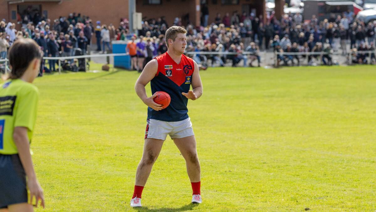 Timboon Demons' Eben White during the Kolora-Noorat versus Timboon Demons under 18 semi-final last season. Picture by Anthony Brady