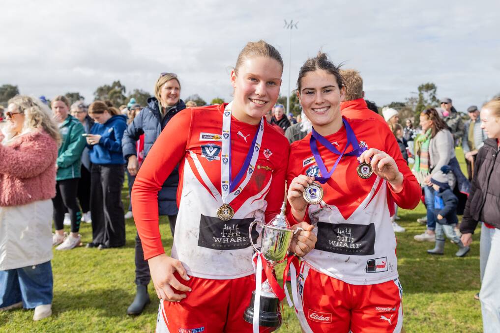 South Warrnambool best on ground medal winners Maggie Johnstone and Olivia Wolter.