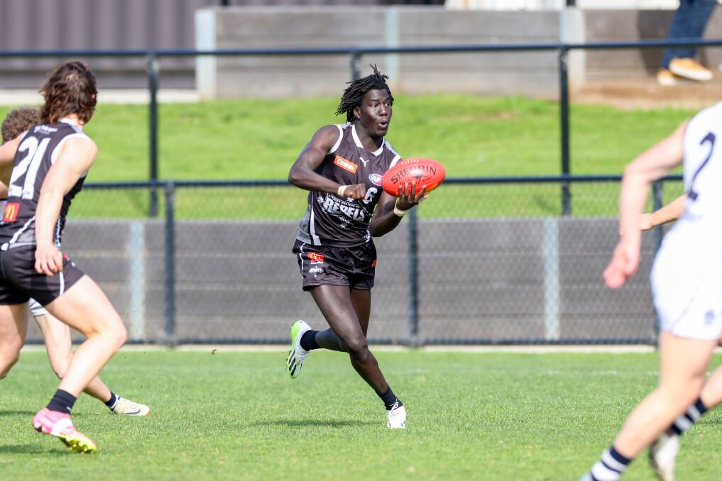 South Warrnambool's Luamon Lual in action for the GWV Rebels at Reid Oval last weekend. Picture by Eddie Guerrero