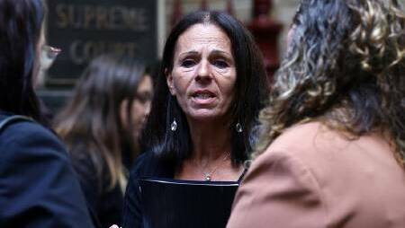Celeste Manno's mother Aggie Di Mauro outside court. Picture Con Chronis/AAP PHOTOS