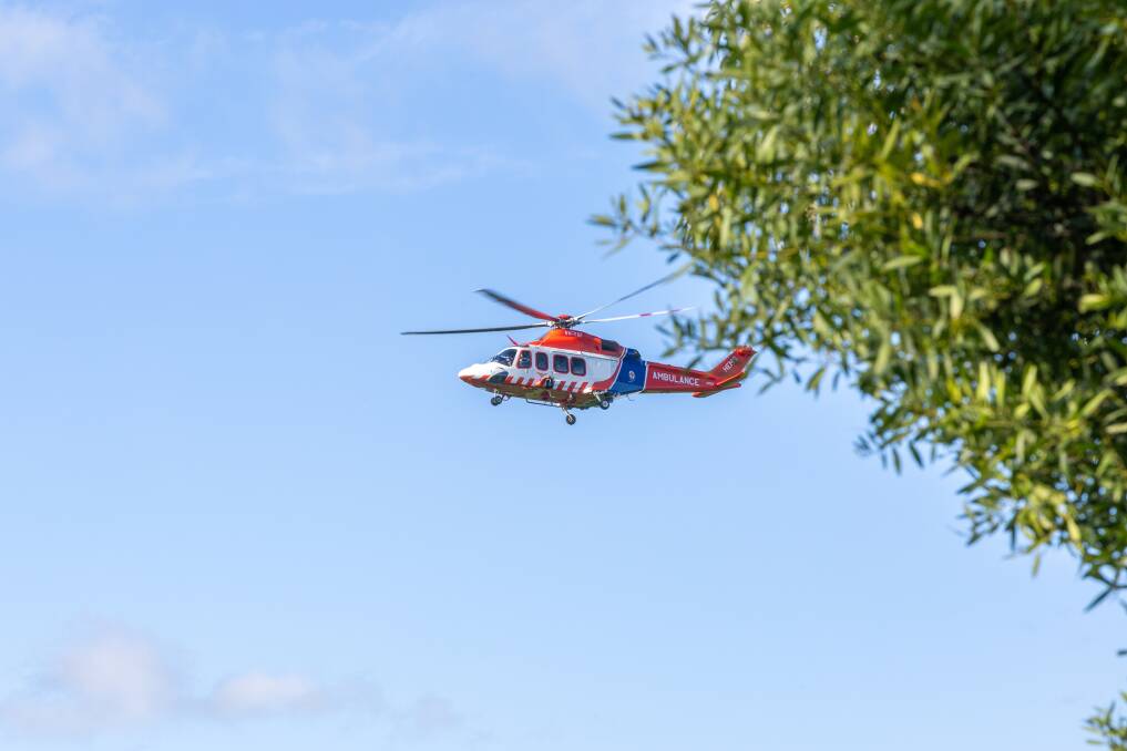 The man in his 50s was airlifted to The Alfred Hospital by HEMS 4. Picture by Eddie Guerrero